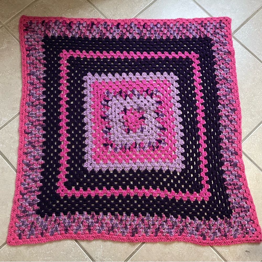Vintage Project Linus Crochet Blanket Pink and Purple